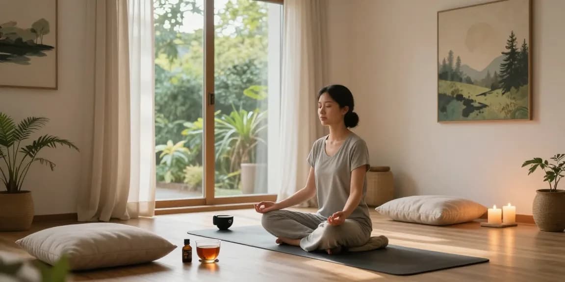 Mindfulness meditation practice in a serene wellness hub by rokok88 for mental health.
