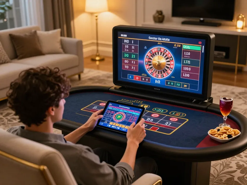 Engaging gameplay on a tablet featuring 88 aa roulette game in a cozy lounge setup