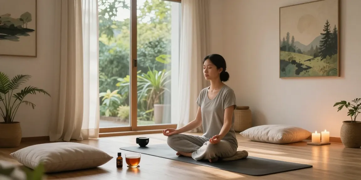 Mindfulness meditation practice in a serene wellness hub by rokok88 for mental health.
