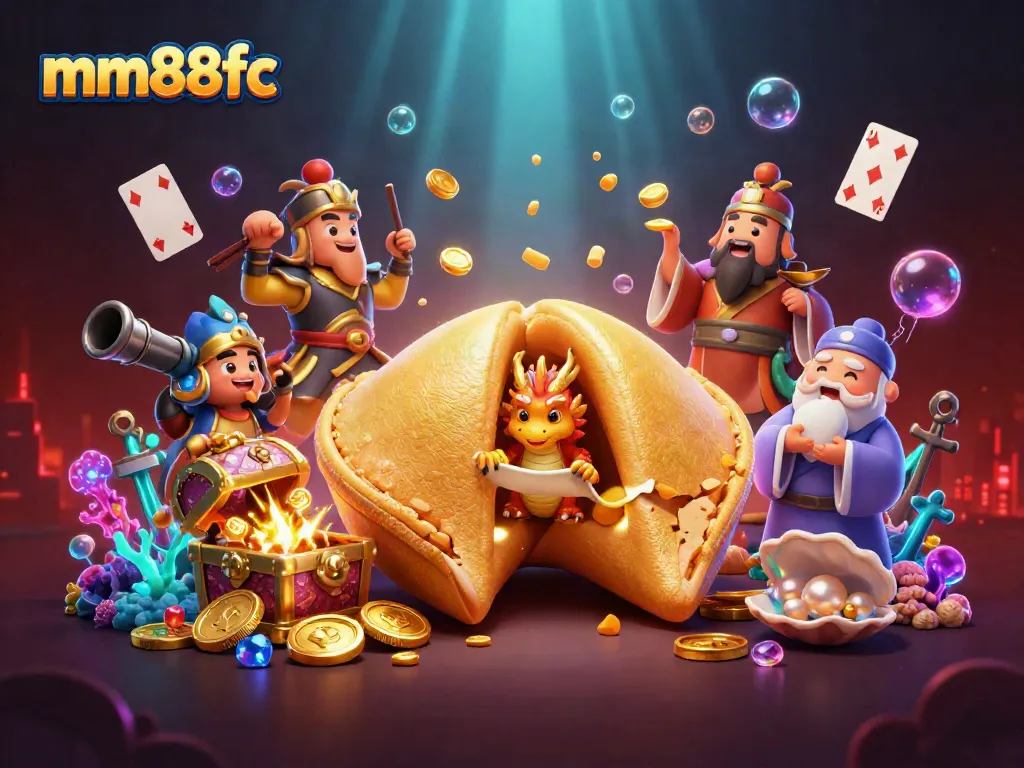 Experience thrilling action with mm88fc in a vibrant 3D casino illustration filled with gold, treasure, and fortune.