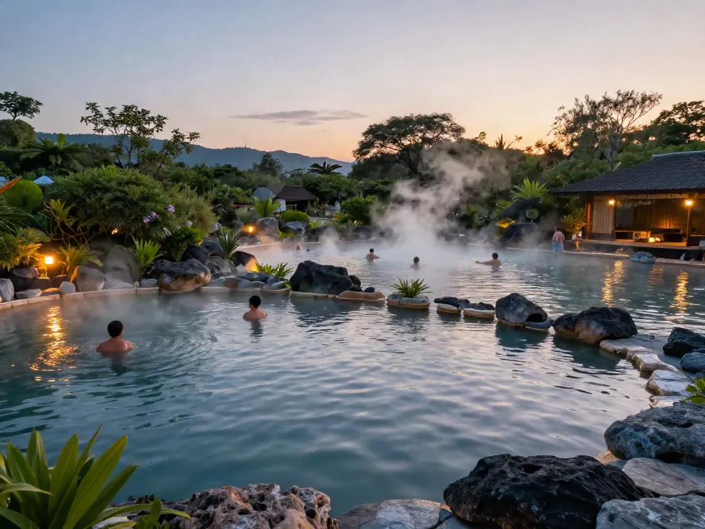 Experience the rokok88 link login with volcanic mineral pools illuminating a relaxing wellness atmosphere.