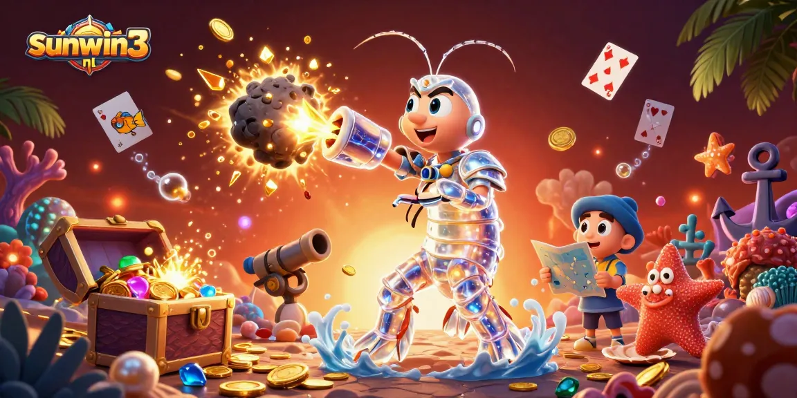 Winning big at sunwin3 nl with a vibrant 3D battle of galactic characters in a treasure-filled scene.