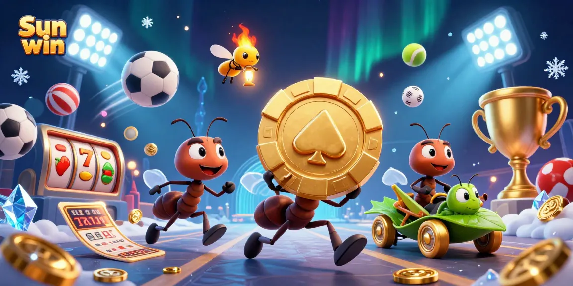 Sun win features a 3D team of ants in an intricate heist among dynamic casino elements.